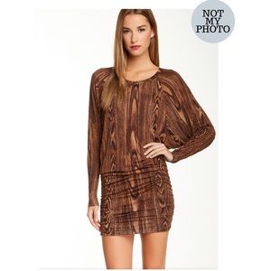 BCBGMaxAzria OLIVE WOODGRAIN DRESS SIZE LARGE